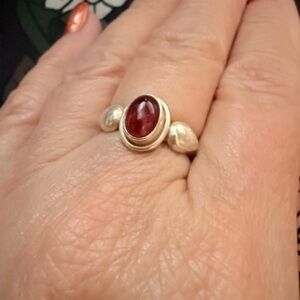 Garnet and sterling silver artisan ring